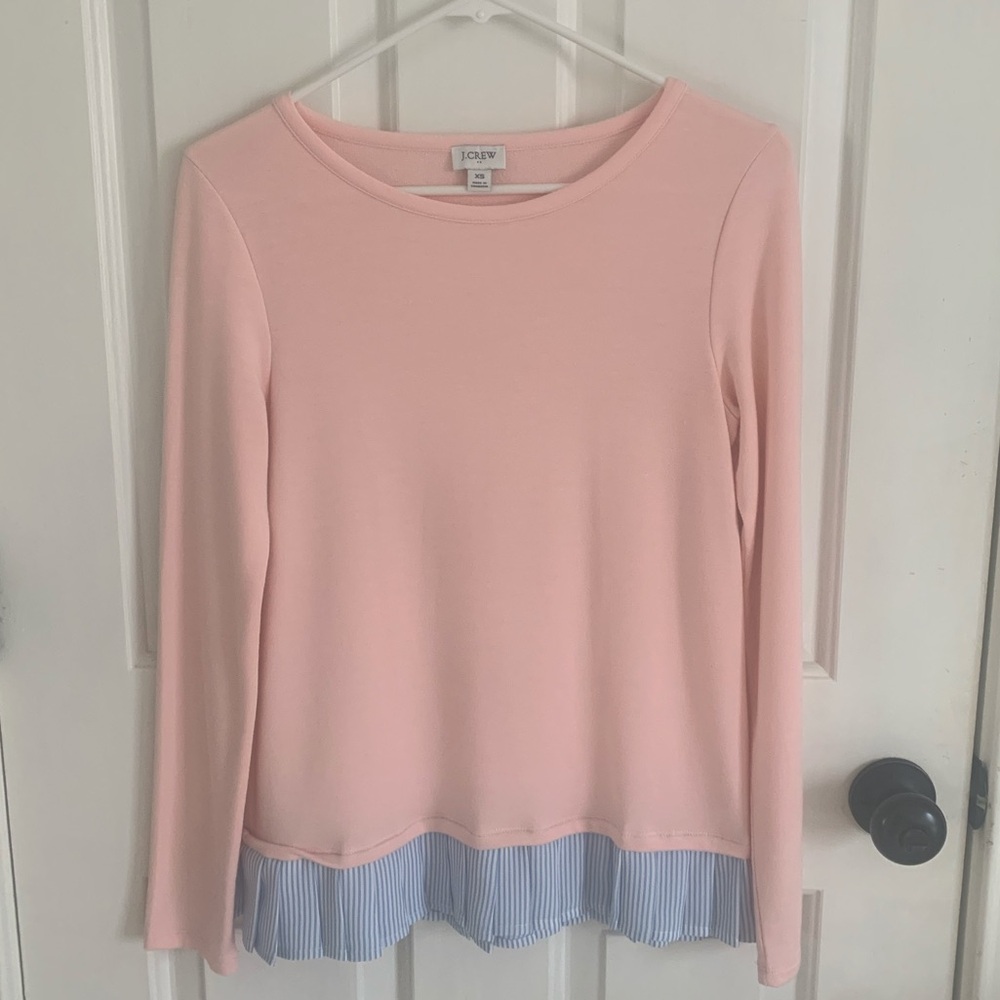 JCrew XS Pink Sweatshirt with Pleated Trim